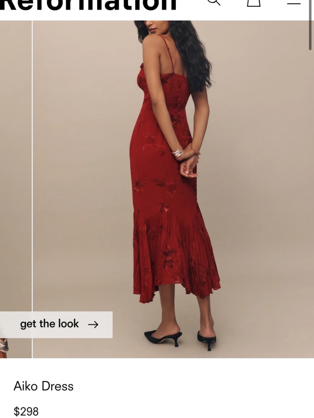 Reformation Aiko Maxi Dress in Deep Red with Fringe - Picture 3 of 6